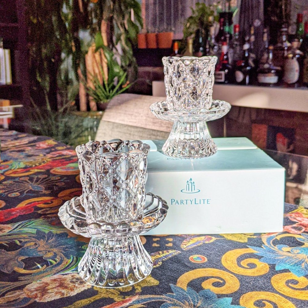 PartyLite quilted crystal candle holders